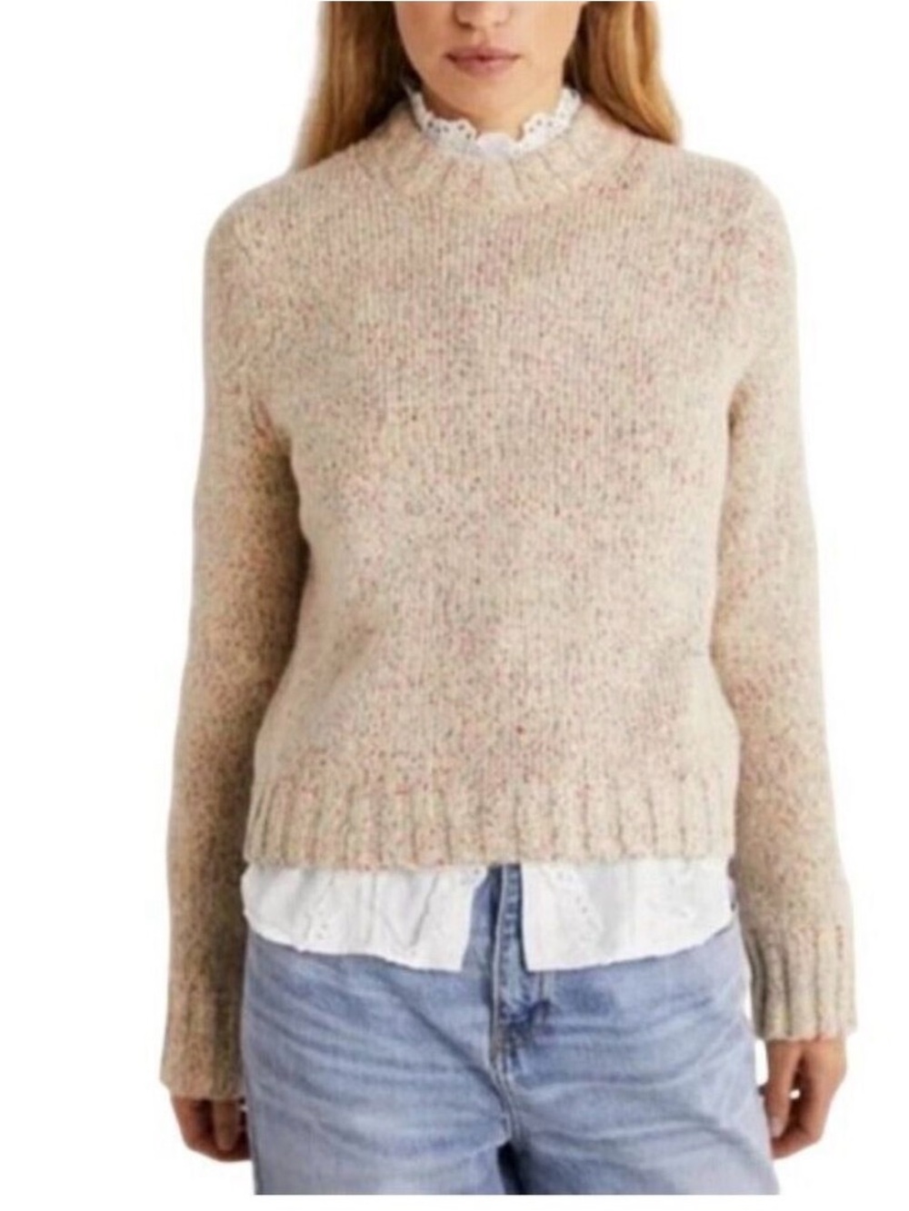Boden Women's Cream Speckled Crewneck Sweater